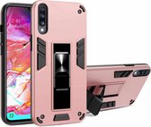 Voor Samsung Galaxy A50 2 in 1 pc + TPU schokbestendige beschermhoes met onzichtbare houder (roségoud)