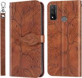 Voor Huawei P smart 2020 Life of Tree Embossing Pattern Horizontale Flip Leren Case met Houder & Kaartsleuf & Portemonnee & Fotolijst & Lanyard (Bruin)