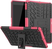 Voor iPad 10.2 inch Tyre Texture TPU + PC schokbestendige behuizing met houder (roze)