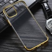Voor iPhone 12 Pro Max drietraps galvaniseren TPU beschermende zachte hoes (goud)