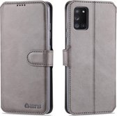 Voor Samsung Galaxy A41 AZNS Kalfsstructuur Horizontale Flip Leren Case, met Houder & Kaartsleuven & Portemonnee & Fotolijst (Grijs)