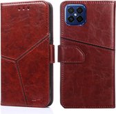 Voor Huawei nova 8 SE Geometrische stiksels Horizontale Flip TPU + PU lederen tas met houder & kaartsleuven & portemonnee (donkerbruin)