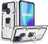 Voor OPPO Realme C15 Cool Armor PC + TPU schokbestendig hoesje met 360 graden rotatie ringhouder (zilver)