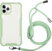 Acryl + kleur TPU schokbestendig hoesje met nekkoord voor iPhone 11 (avocado groen)