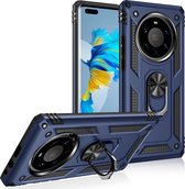 Voor Huawei Mate 40 Pro + schokbestendige TPU + pc-beschermhoes met 360 graden roterende houder (blauw)