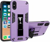 2-in-1 pc + TPU schokbestendige beschermhoes met onzichtbare houder voor iPhone X / XS (paars)