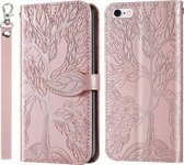Life of Tree Embossing Pattern Horizontale Flip Leren Case met Houder & Kaartsleuf & Portemonnee & Fotolijst & Lanyard Voor iPhone 6 & 6s (Rose Gold)