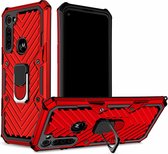 Voor Motorola Moto G Stylus Cool Armor PC + TPU schokbestendig hoesje met 360 graden rotatie ringhouder (rood)