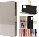 Voor Samsung Galaxy Note20 Kleur splitsen Horizontale flip lederen tas met houder & kaartsleuven & portemonnee & fotolijst (grijs)