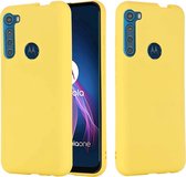 Voor Motorola One Fusion + Pure Color Vloeibare siliconen schokbestendige hoes met volledige dekking (geel)