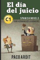 Boekomslag met de titel 'El día del juicio' in witte letters, met een illustratie van een rechter en een advocaat.