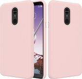 Effen kleur vloeibare siliconen dropproof beschermhoes voor LG Q Stylo 5 (roze)