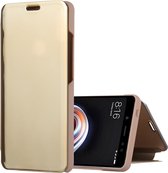 Mirror Clear View Horizontale Flip PU lederen tas voor Xiaomi Redmi Note 5 Pro, met houder (goud)