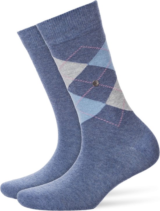 Burlington Everyday 2-Pack gedessineerd katoen multipack sokken dames blauw - maat 36-41