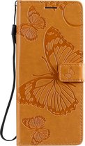 Mobigear Butterfly Telefoonhoesje geschikt voor OPPO Find X2 Pro Hoesje Bookcase Portemonnee - Cognac