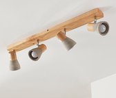 Lindby - buitenspot - 4lichts - Beton, hout, metaal - H: 12.3 cm - E14 - betongrijs, licht hout, gesatineerd nikkel