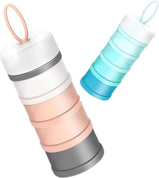 Melkpoeder Toren - Melkpoeder Doseerdoosjes - Babyvoeding - Bewaarbakjes - Schenktuit - BPA vrij - Meenemen en bewaren - Dispenser - Melkpoeder - Snacks - 4 laags - Family Favorites - Kraamcadeau - BLAUW van Family Favorites — afbeelding 4