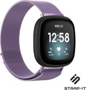 Milanees Smartwatch bandje - Geschikt voor Fitbit Sense Milanese band - lichtpaars - Maat: S - Strap-it Horlogeband / Polsband / Armband