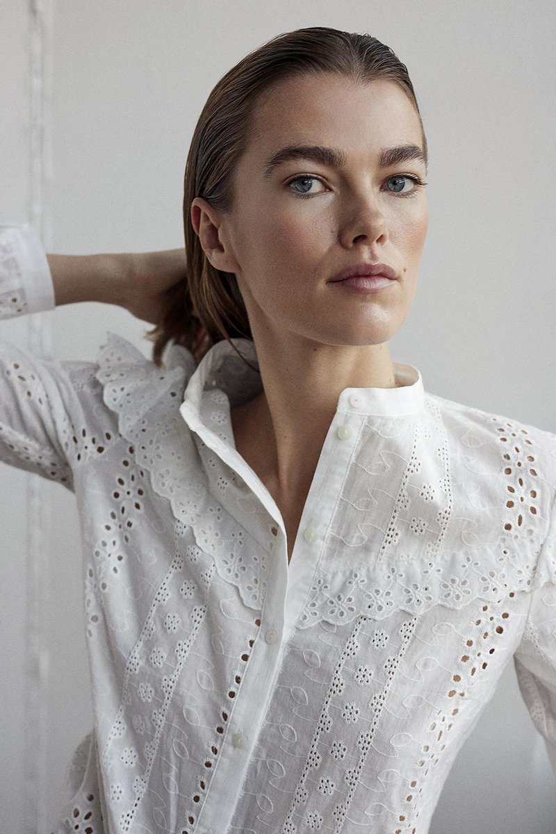 Taiduosheng Chemisier Fin à Manches Longues Pour Femme - Blanc - Boutonné Avec Cravates - Chemises De Travail, Bleu, L