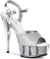 Pleaser Sandaal met enkelband -36 Shoes- DELIGHT-609-5G US 6 Zilverkleurig