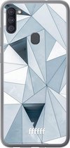 Samsung Galaxy A11 Hoesje Transparant TPU Case - Mirrored Polygon #ffffff