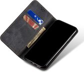 Xiaomi Redmi Note 9T Hoesje Portemonnee Stof Textuur Book Case Zwart