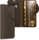 kalibri telefoonhoesje voor Samsung Galaxy S21 Plus - Hoesje met pasjeshouder en standaard - bruin - Wallet case