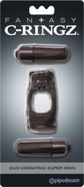 Duo-Vibrating Super Ring - Black - Cock Rings