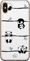 iPhone X/XS hoesje - Panda - Soft Case Telefoonhoesje - Print - Zwart