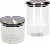 Set de 2 récipients de stockage / bocaux en verre transparent avec couvercle 400ml / 650ml - Stockage / stockage dans la cuisine