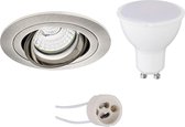LED Spot Set - Igna - Primux Alpin Pro - GU10 Fitting - Inbouw Rond - Mat Nikkel - 8W - Warm Wit 3000K - Kantelbaar - Ø92mm