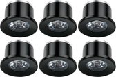 LED Veranda Spot Verlichting 6 Pack - 1W -  Warm Wit 3000K - Inbouw - Rond - Mat Zwart - Aluminium - Ø31mm