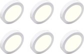 LED Downlight 6 Pack - Opbouw Rond 18W - Natuurlijk Wit 4200K - Mat Wit Aluminium - Ø225mm