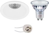 PHILIPS - LED Spot Set - MASTER 927 36D VLE - Primux Pollon Pro - GU10 Fitting - DimTone Dimbaar - Inbouw Rond - Mat Wit - 3.7W - Warm Wit 2200K-2700K - Verdiept - Ø82mm