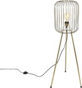 QAZQA wire - Moderne Tripod | driepoot vloerlamp | Staande Lamp - 1 lichts - H 109 cm - Goud/messing - Woonkamer | Slaapkamer | Keuken