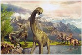Poster – Dinosaurussen in Meer  - 90x60cm Foto op Posterpapier