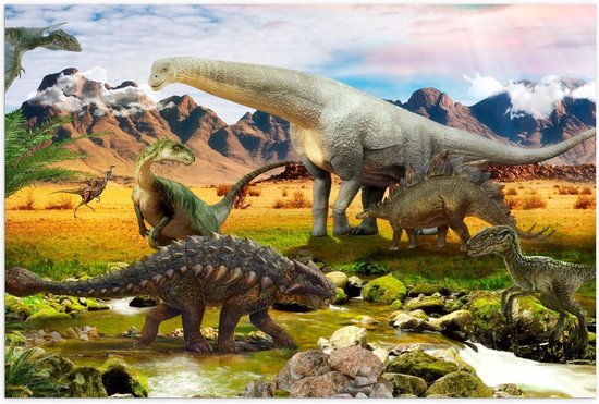 Poster – Landschap uit Tijd van de Dinosaurussen - 60x40cm Foto op Posterpapier