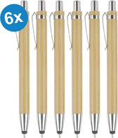 6 Stuks - Touch Pen - 2 in 1 Stylus Pen voor smartphone en tablet - Bamboo