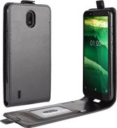 Voor Nokia C1 R64 textuur enkele verticale flip lederen beschermhoes met kaartsleuven en fotolijst (zwart)