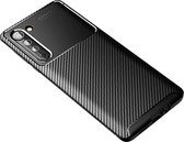 Voor Motorola Edge Carbon Fibre Texture Shockproof TPU Case (Zwart)