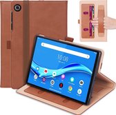 Voor lenovo tab m10 plus (tb-x606f) retro textuur pu + tpu horizontale flip lederen tas met houder en kaartsleuven en handriem (bruin)