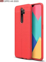 Voor OPPO A9 2020 Litchi Texture TPU schokbestendige behuizing (rood)