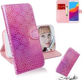 Voor Huawei Y6 2018 / Honor 7A Effen kleur Kleurrijke magnetische gesp Horizontale flip PU lederen tas met houder & kaartsleuven & portemonnee & draagkoord (roze)