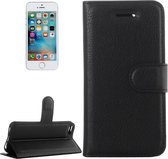 Voor iPhone 5 & 5s & SE Litchi Texture horizontale flip lederen tas met houder & kaartsleuven & portemonnee (zwart)