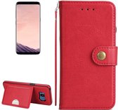 Voor Galaxy S8 + / G955 Litchi Texture Afneembare klinknagel Gesp Horizontale flip lederen tas met houder & kaartsleuven & portemonnee & fotolijst & lanyard (rood)