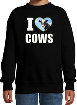 I love cows sweater met dieren foto van een koe zwart voor kinderen - cadeau trui koeien liefhebber - kinderkleding / kleding 3-4 jaar (98/104)