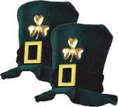 2x stuks st. Patricks day thema hoed fluweel  - feestartikelen en carnaval verkleed accessoires