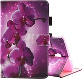Voor Galaxy Tab A 8.0 / T380 & T385 Purple Orchid Pattern Horizontale Flip Leather Case met houder en kaartsleuven