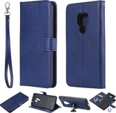 Voor Huawei Mate 20 Effen kleur Horizontale Flip Beschermhoes met houder & kaartsleuven & portemonnee & fotolijst & lanyard (blauw)