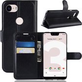 Litchi Texture horizontale flip lederen tas voor Google Pixel 3a XL / Google Pixel 3a XL, met portemonnee en houder en kaartsleuven (zwart)